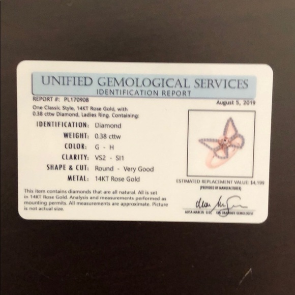 14k Rose Gold Skull Butterfly Ring - Picture 2 of 2